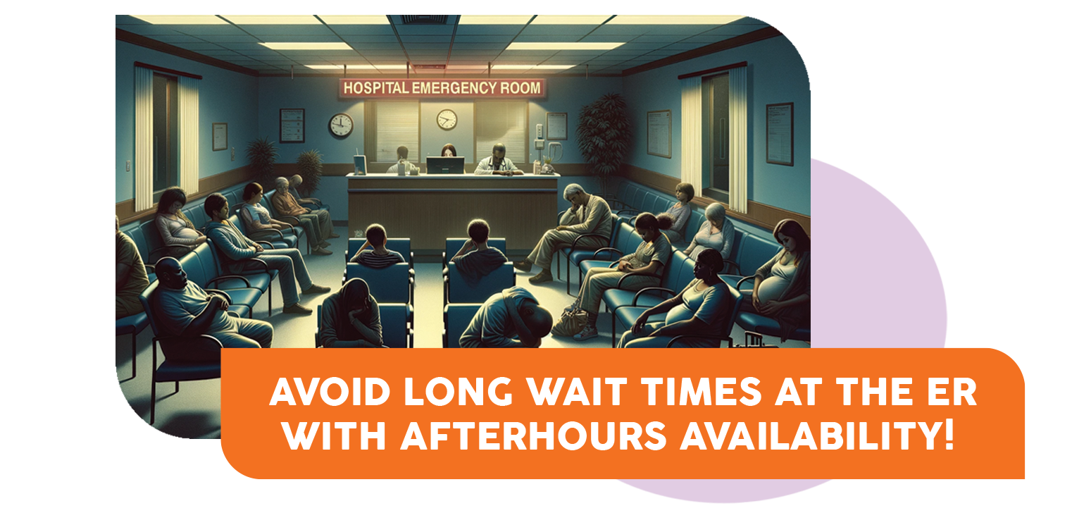 Avoid Long wait times at the ER, with After Hours Availability!